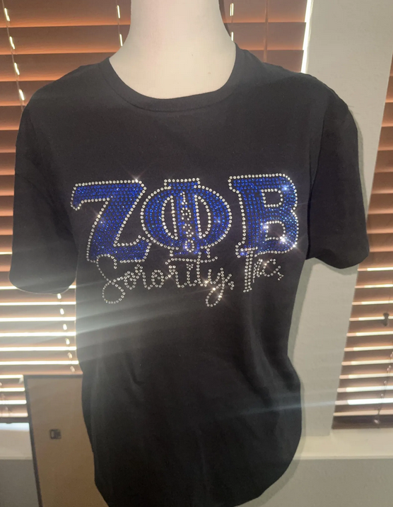ZphiB Sorority Inc Tee Rhinestone