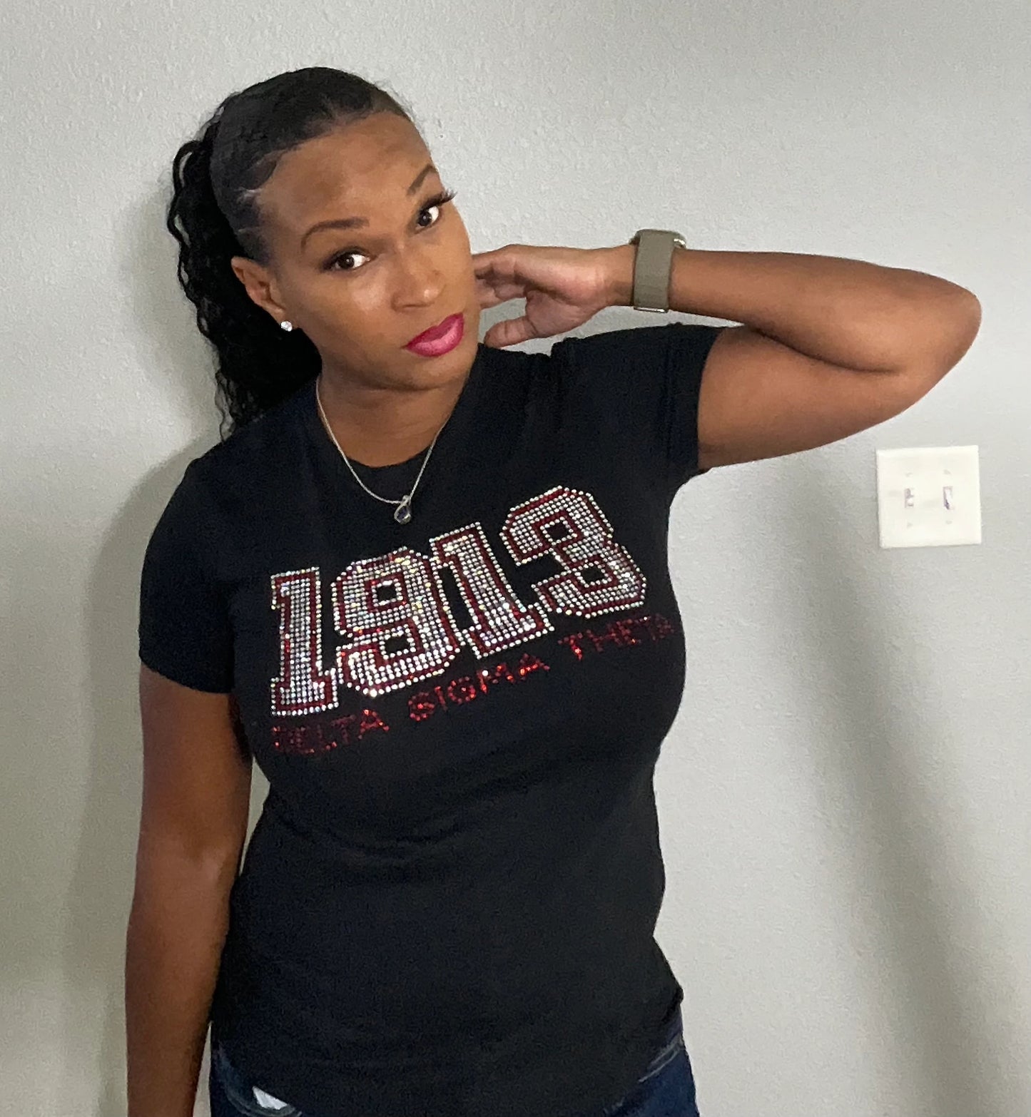 1913 Delta Sigma Theta -Rhinestone Tee (Black)