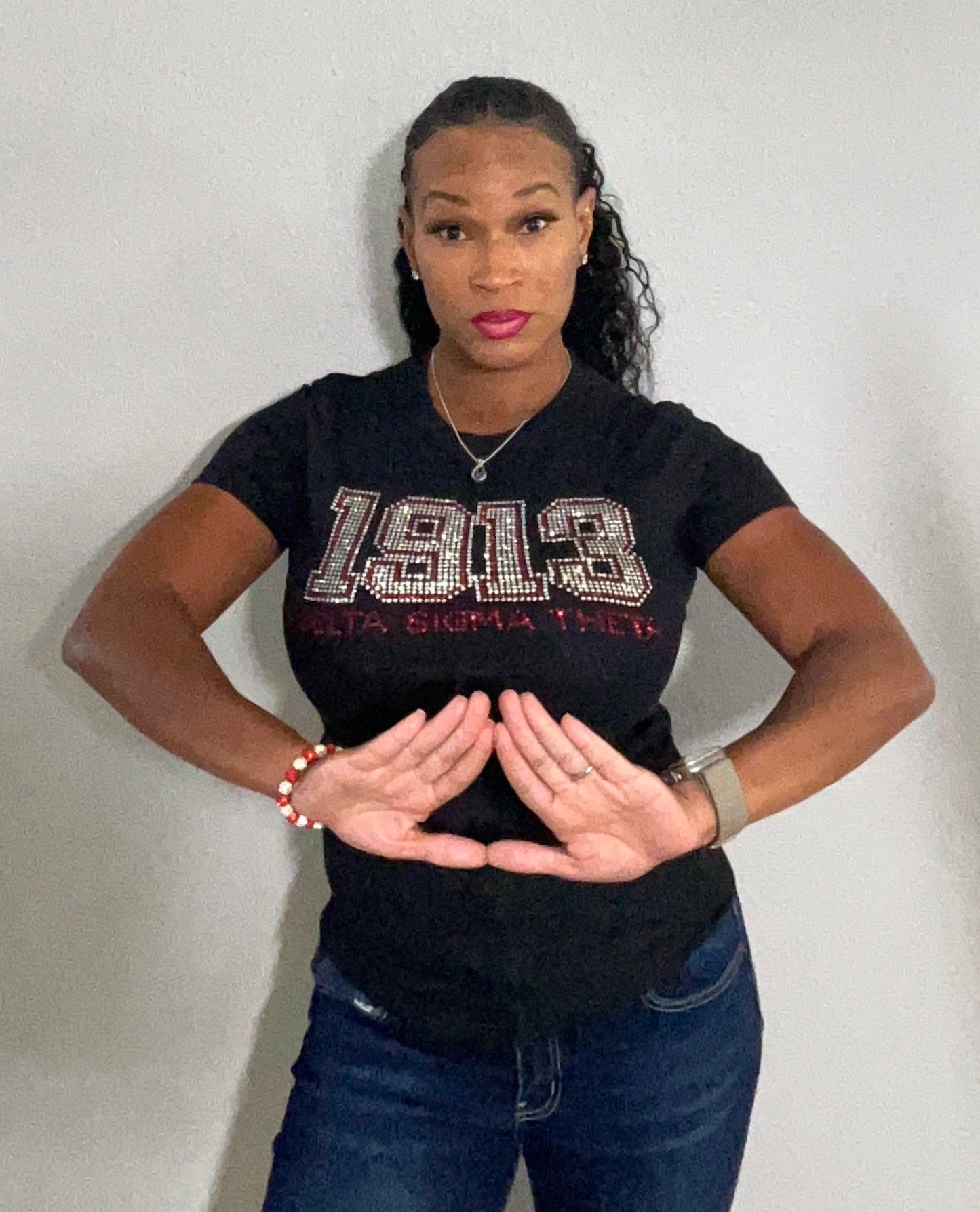 1913 Delta Sigma Theta -Rhinestone Tee (Black)