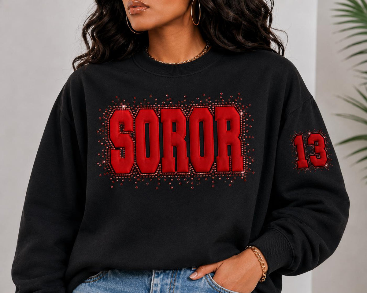 Rhinestone and Puff Print Soror Sweatshirt