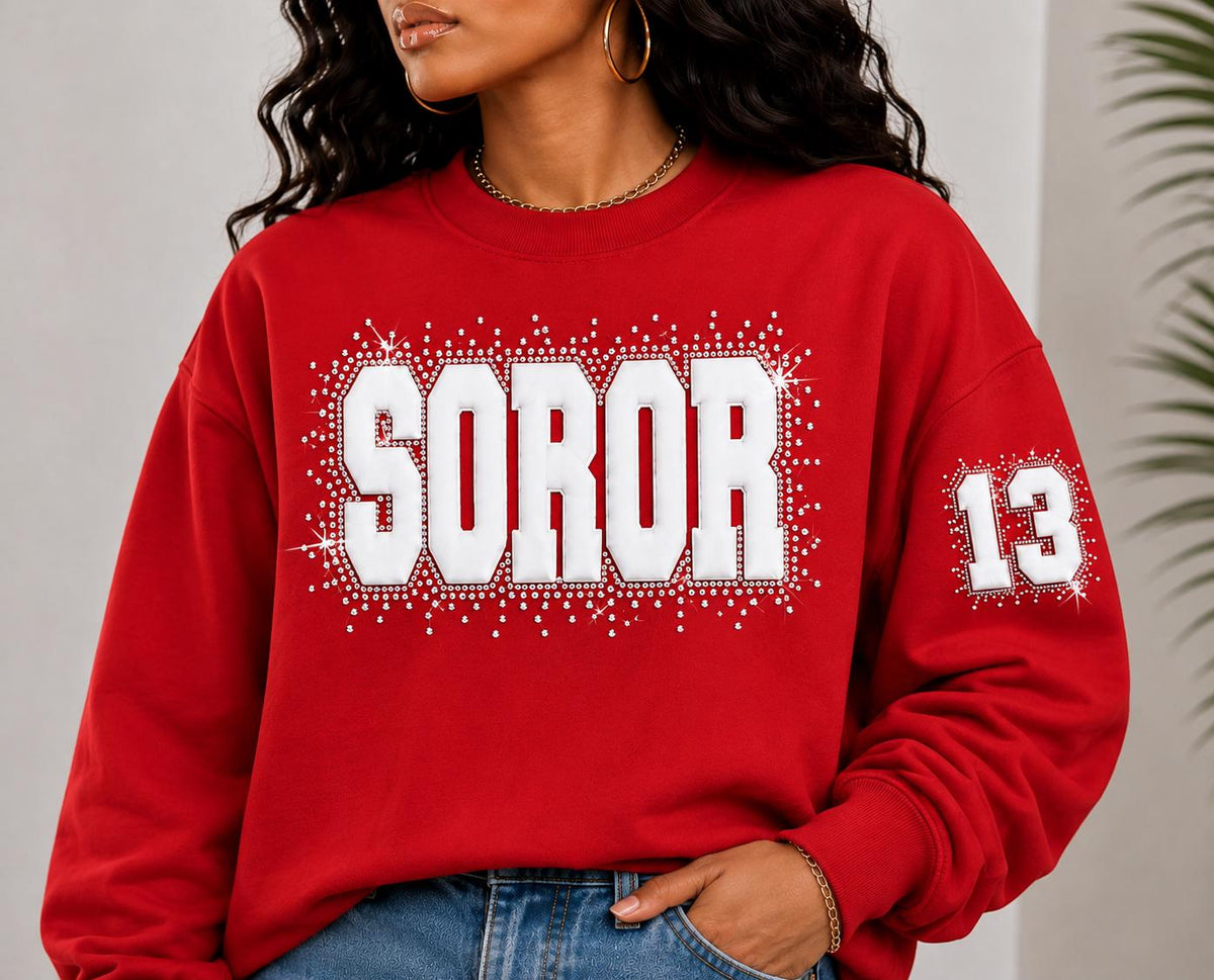 SOROR Puff-Rhinestone Sweatshirt