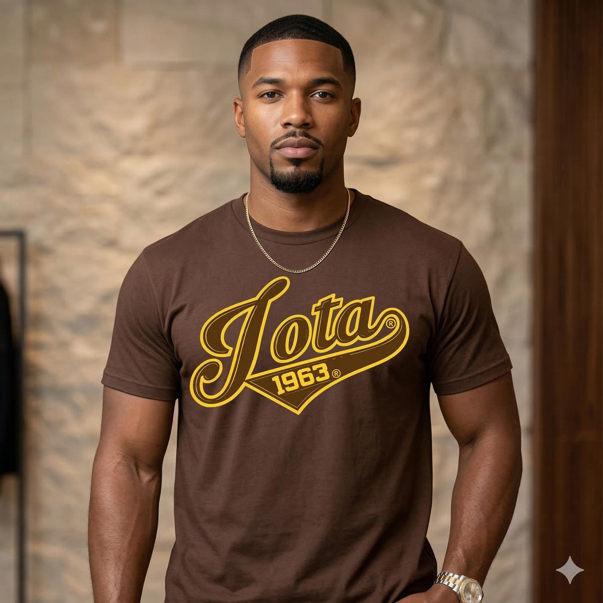 IPT Classic Jersey Script Tee - Chocolate/Gold