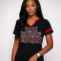 One Devastating Soror- Women's Halftime Notch Neck Tee
