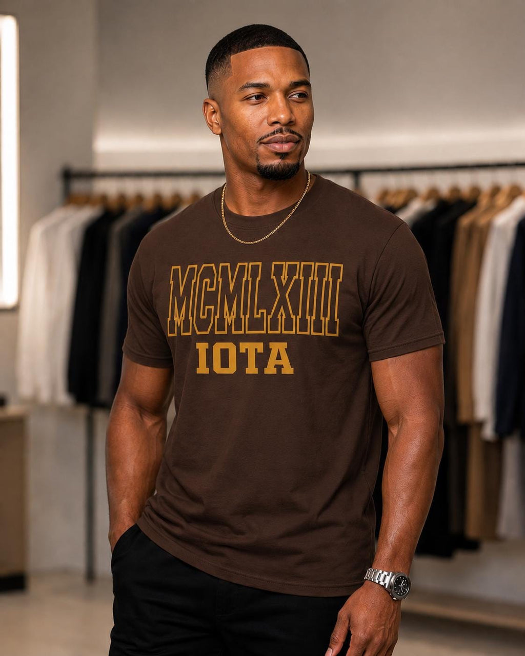 MCMLXII IOTA Roman Numeral Tee-Chocolate-PLEASE check sizing in photos