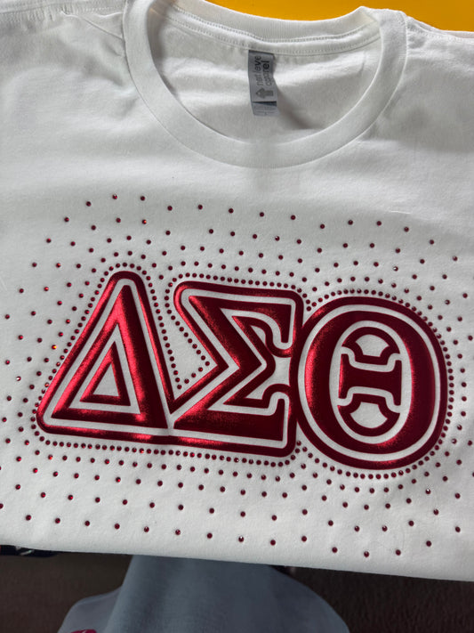 Delta Sigma Theta -Rhinestone Scatter (White)