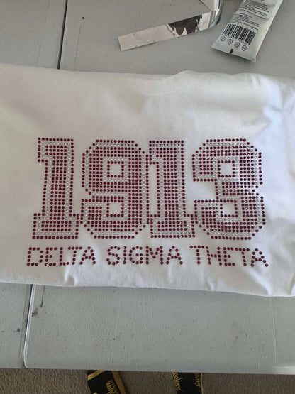 1913 Delta Sigma Theta -Rhinestone Tee  (White)