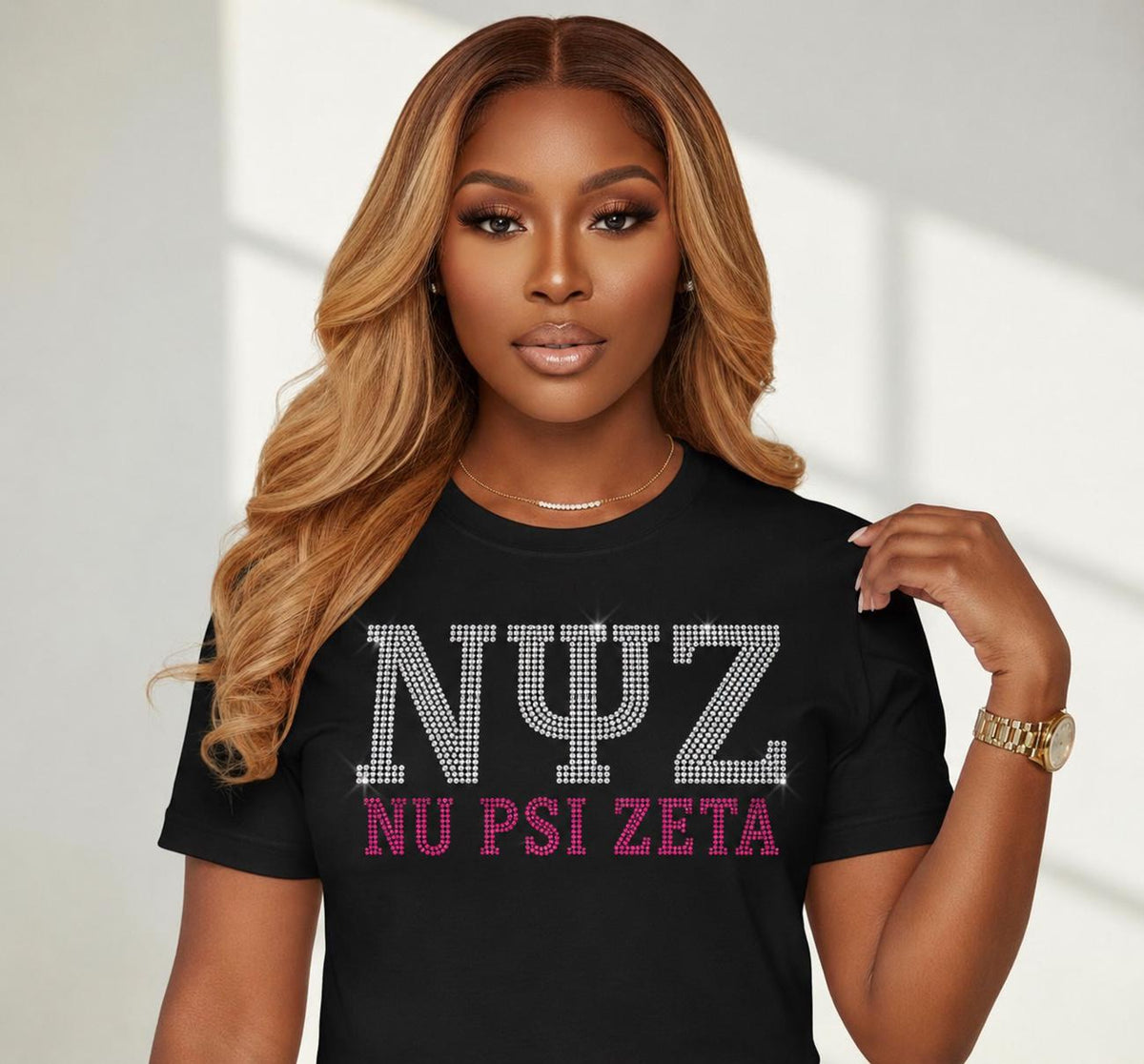 Nu Psi Zeta Greek Letter Rhinestone Tee