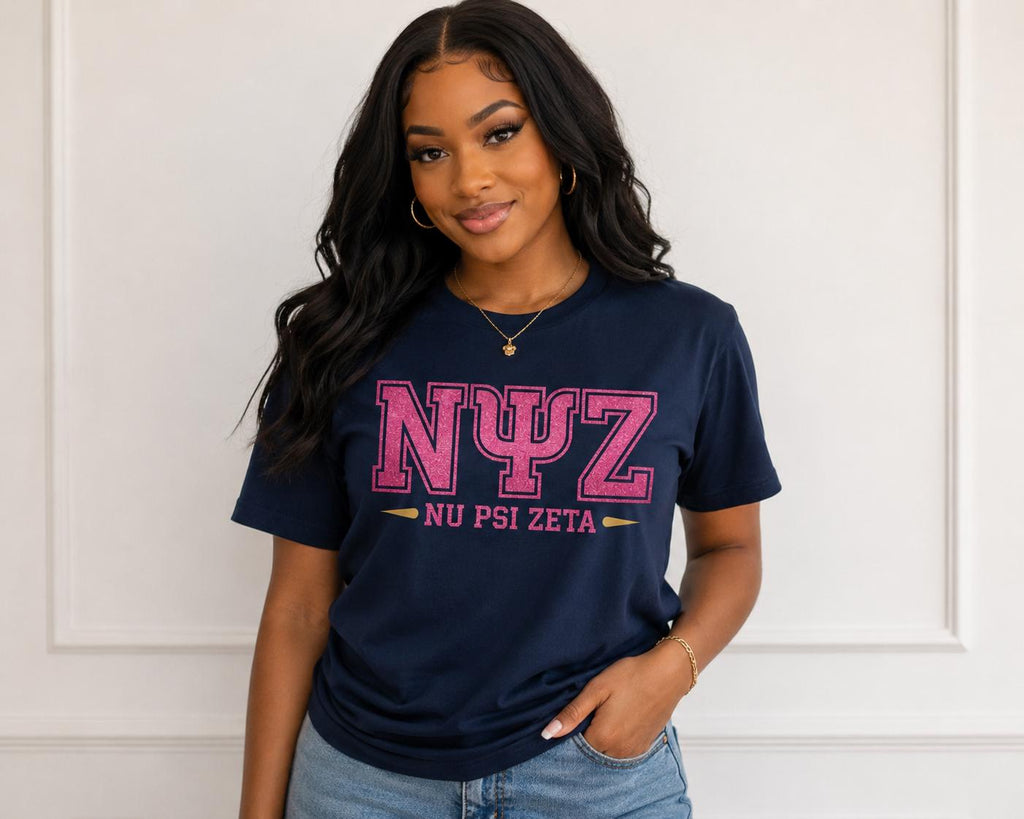Nu Psi Zeta Glitter-Print Tee