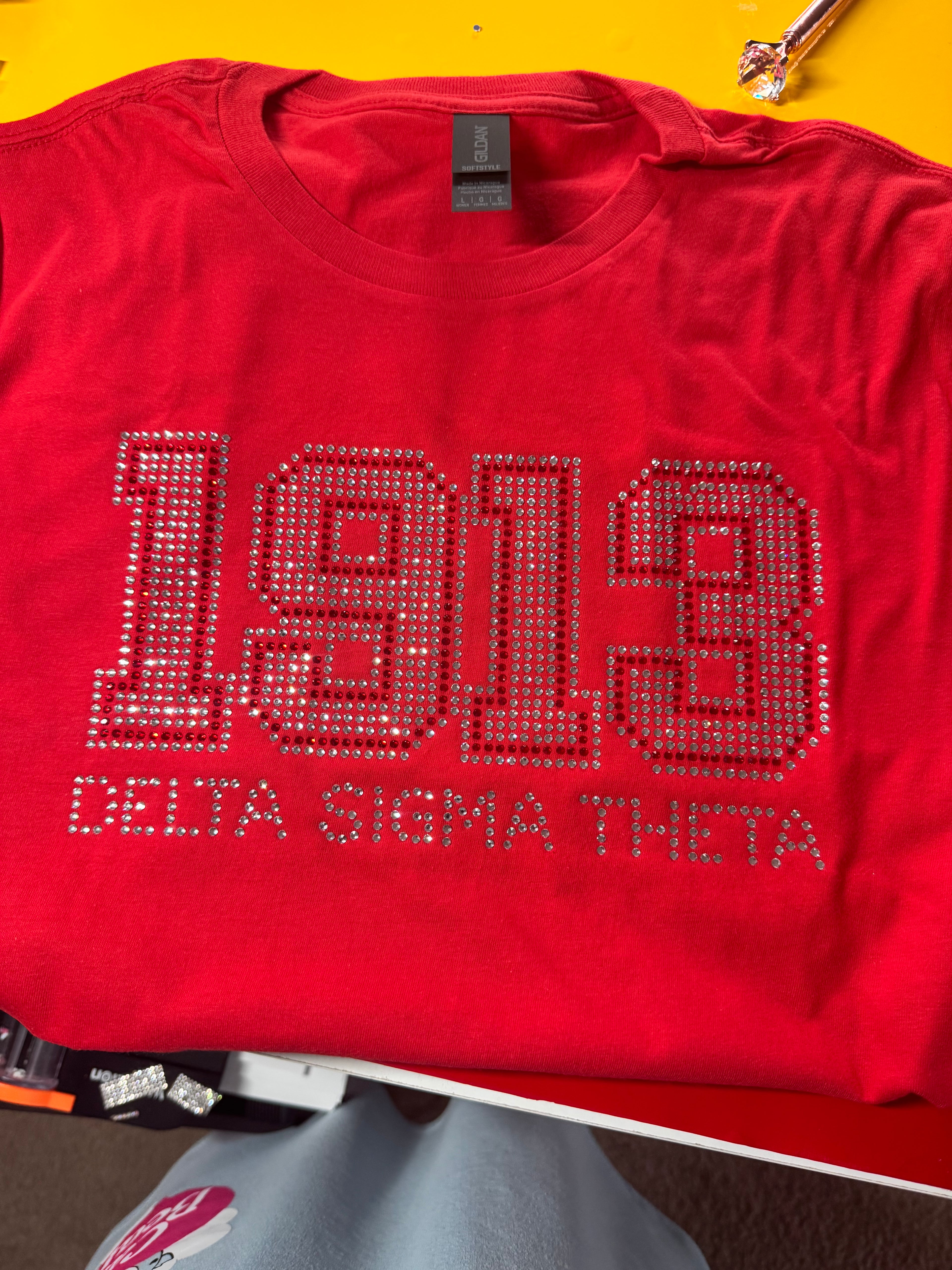 1913 Delta Sigma Theta -Rhinestone Tee  (Red)