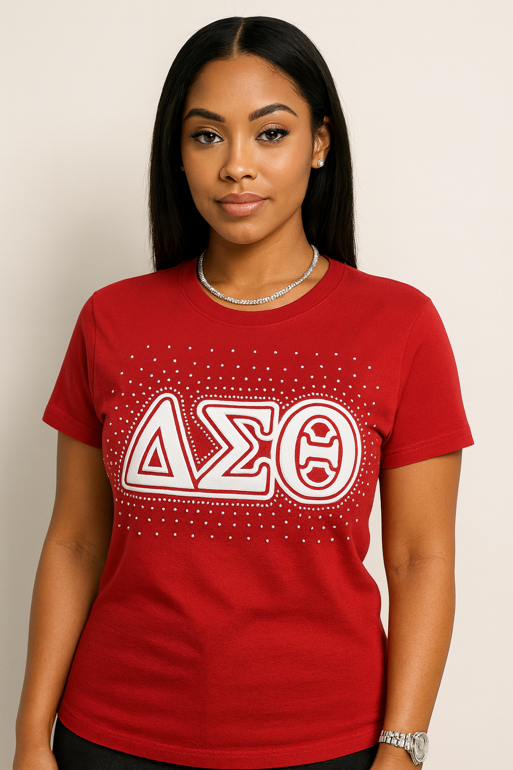 Delta Sigma Theta -Rhinestone Scatter RED
