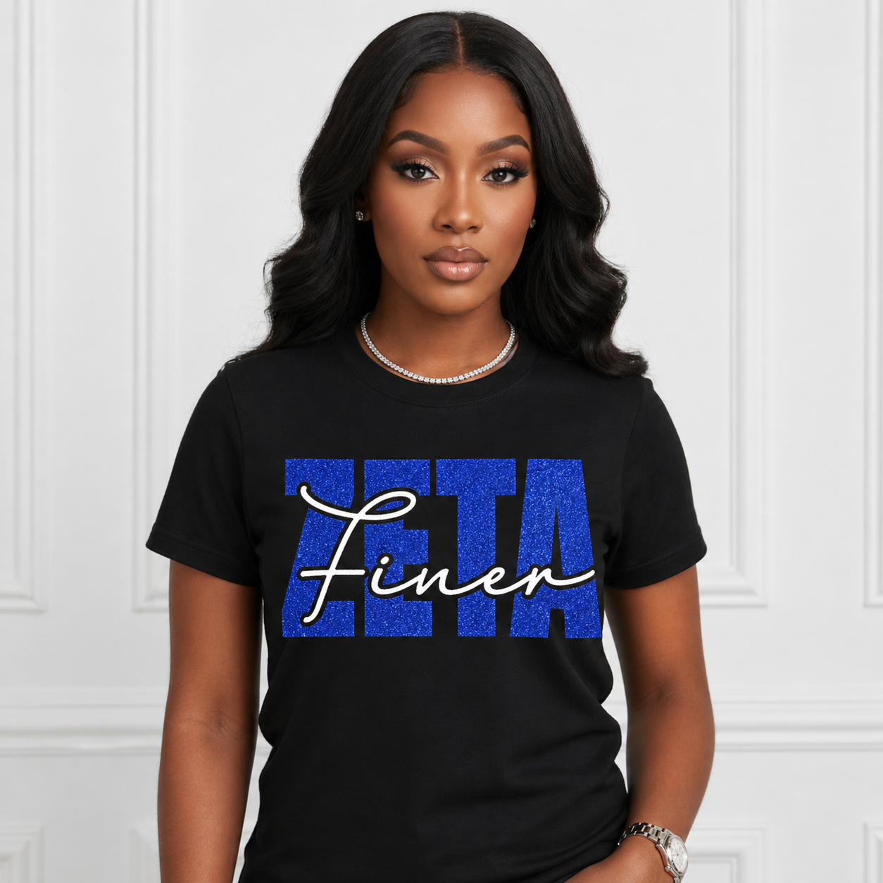 Finer Zeta Signature Glitter-Print Tee