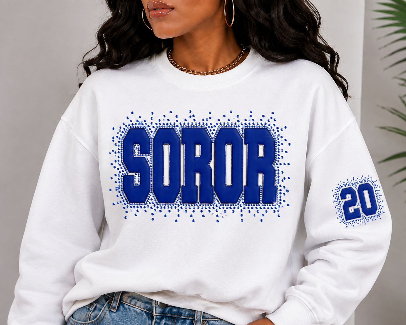SOROR Puff-Rhinestone Sweatshirt
