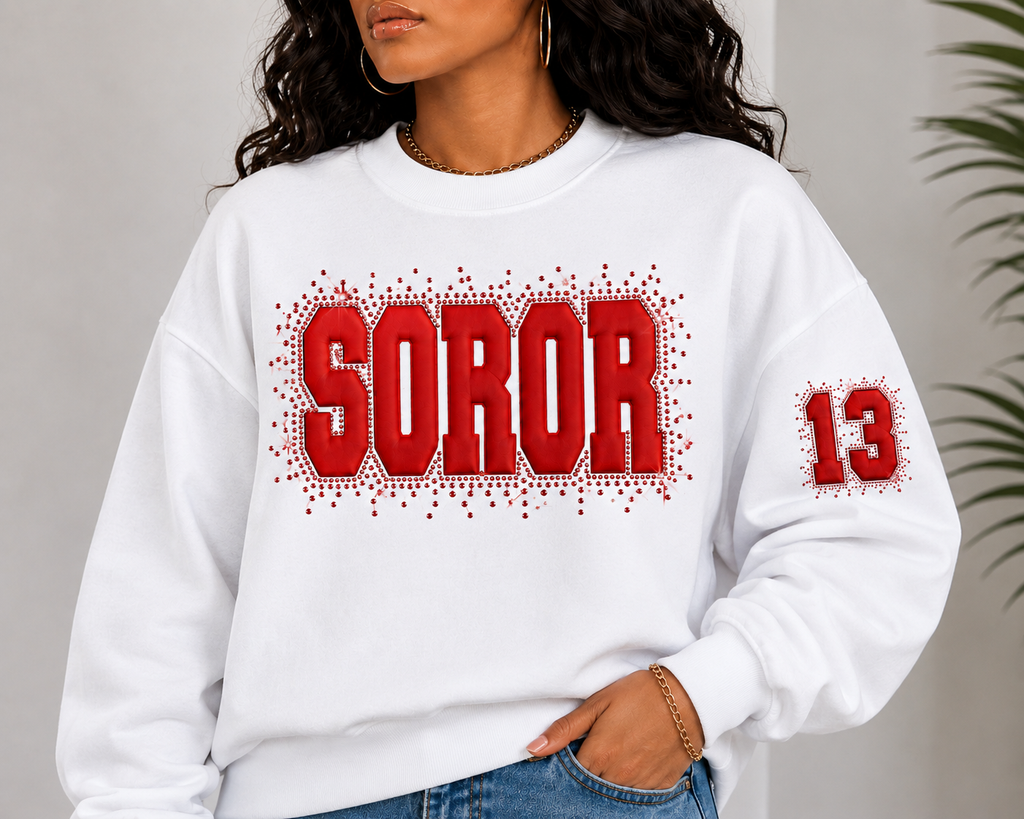SOROR Puff-Rhinestone Sweatshirt