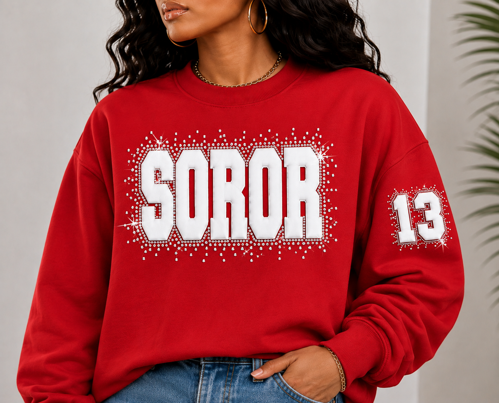 SOROR Puff-Rhinestone Sweatshirt