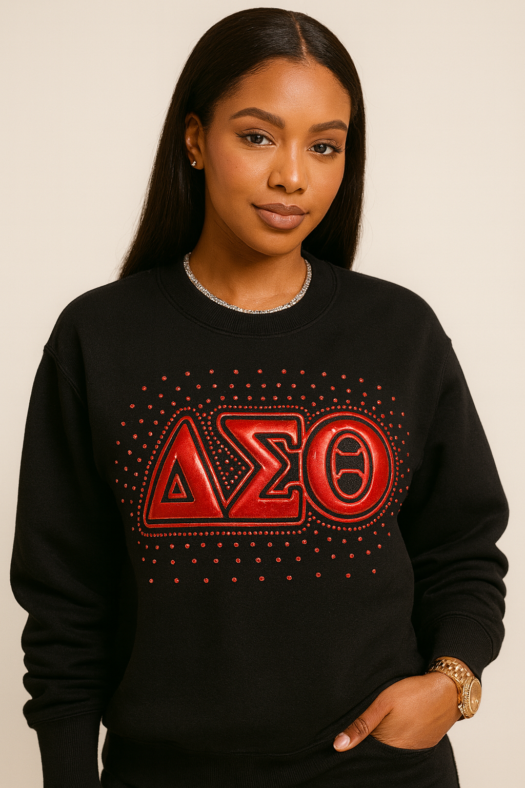 Delta Sigma Theta -Rhinestone Scatter (Black)