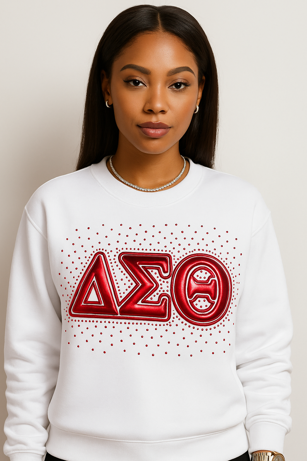 Delta Sigma Theta -Rhinestone Scatter (White)