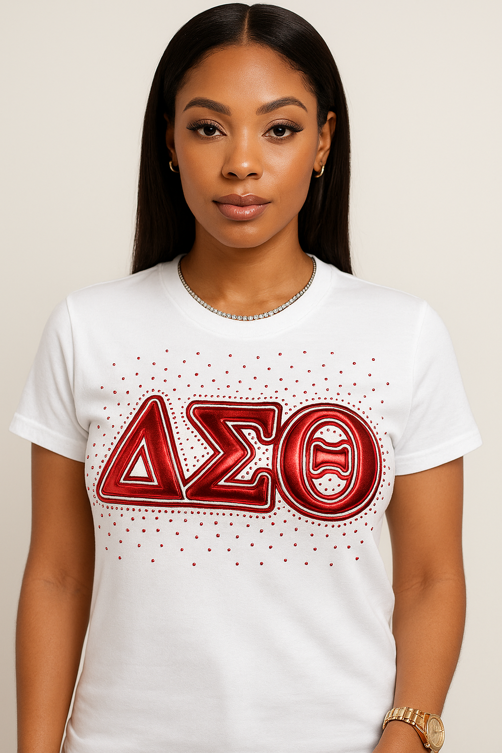 Delta Sigma Theta -Rhinestone Scatter (White)