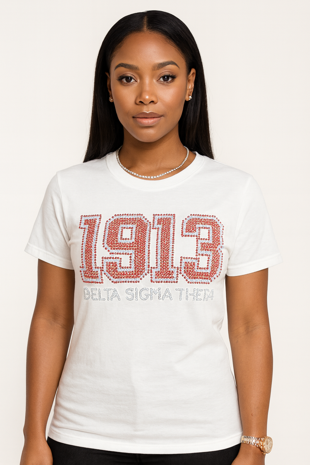 1913 Delta Sigma Theta -Rhinestone Tee  (White)