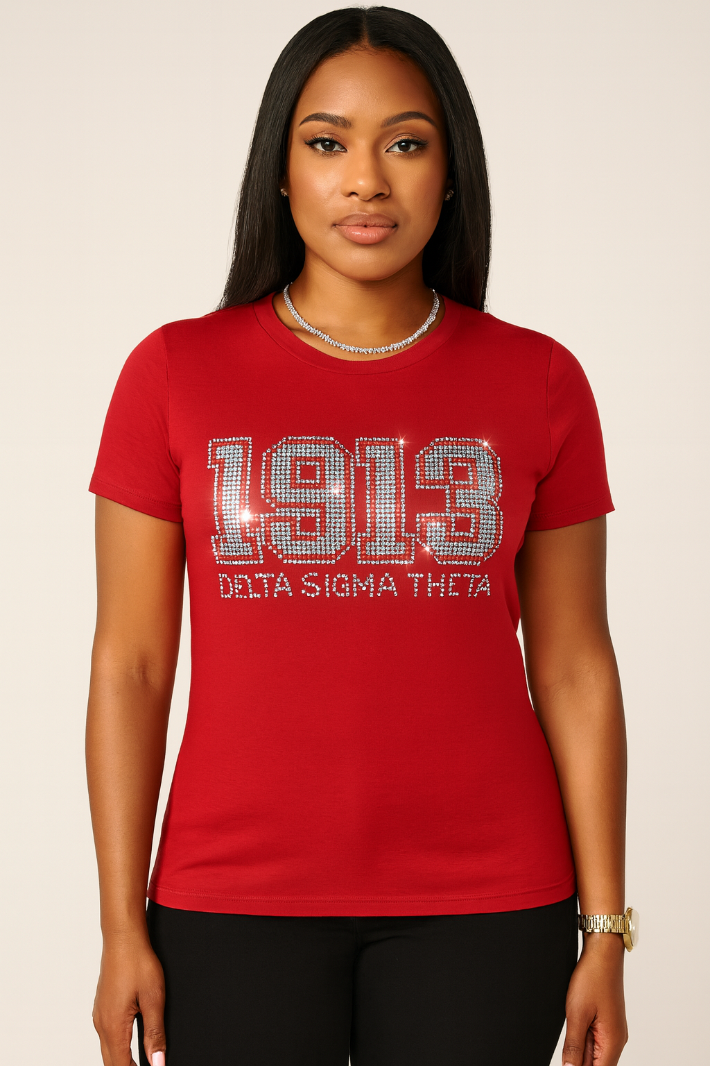 1913 Delta Sigma Theta -Rhinestone Tee  (Red)