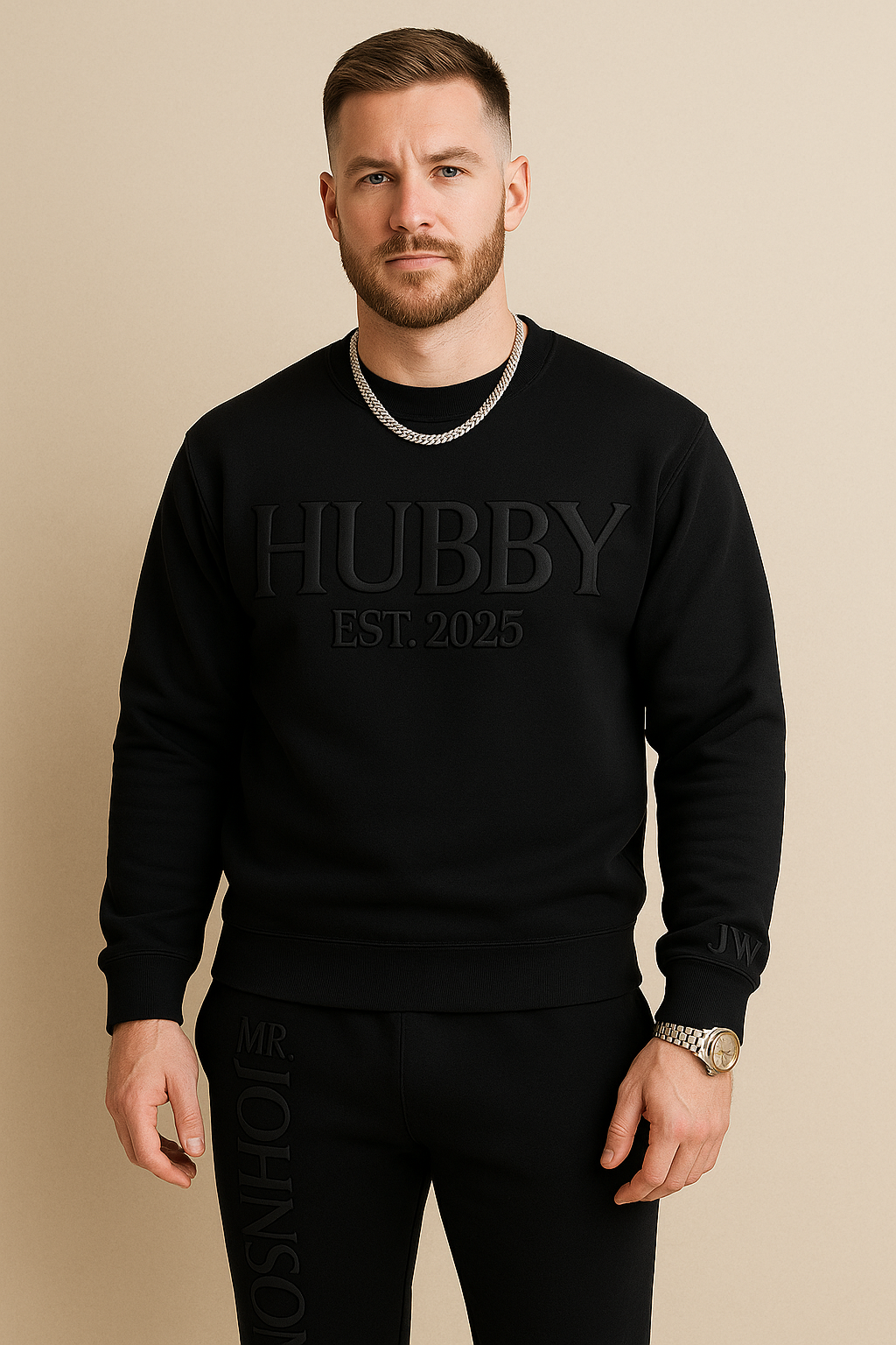 3D Puff Hubby Sweatshirt/Joggers Sets (Copy)