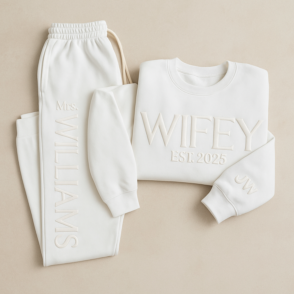 3D Puff Wifey Sweatshirt/Joggers Sets