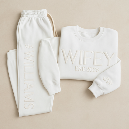 3D Puff Wifey Sweatshirt/Joggers Sets