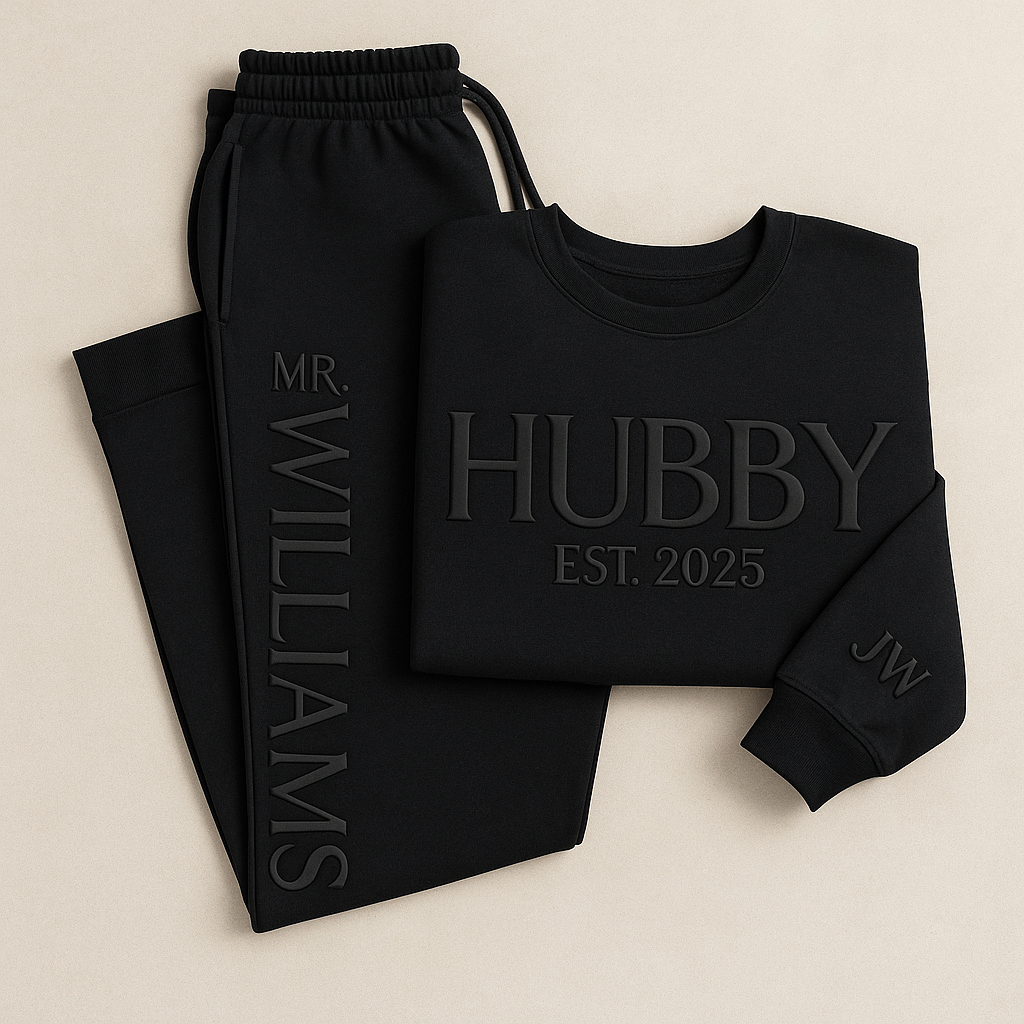 3D Puff Hubby Sweatshirt/Joggers Sets (Copy)