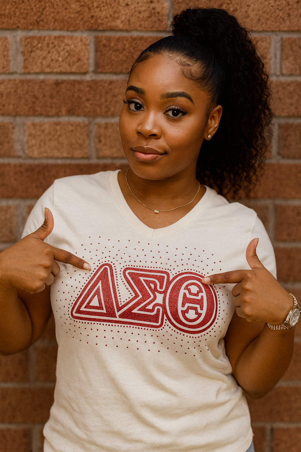 Delta Sigma Theta -Rhinestone Scatter (cream)