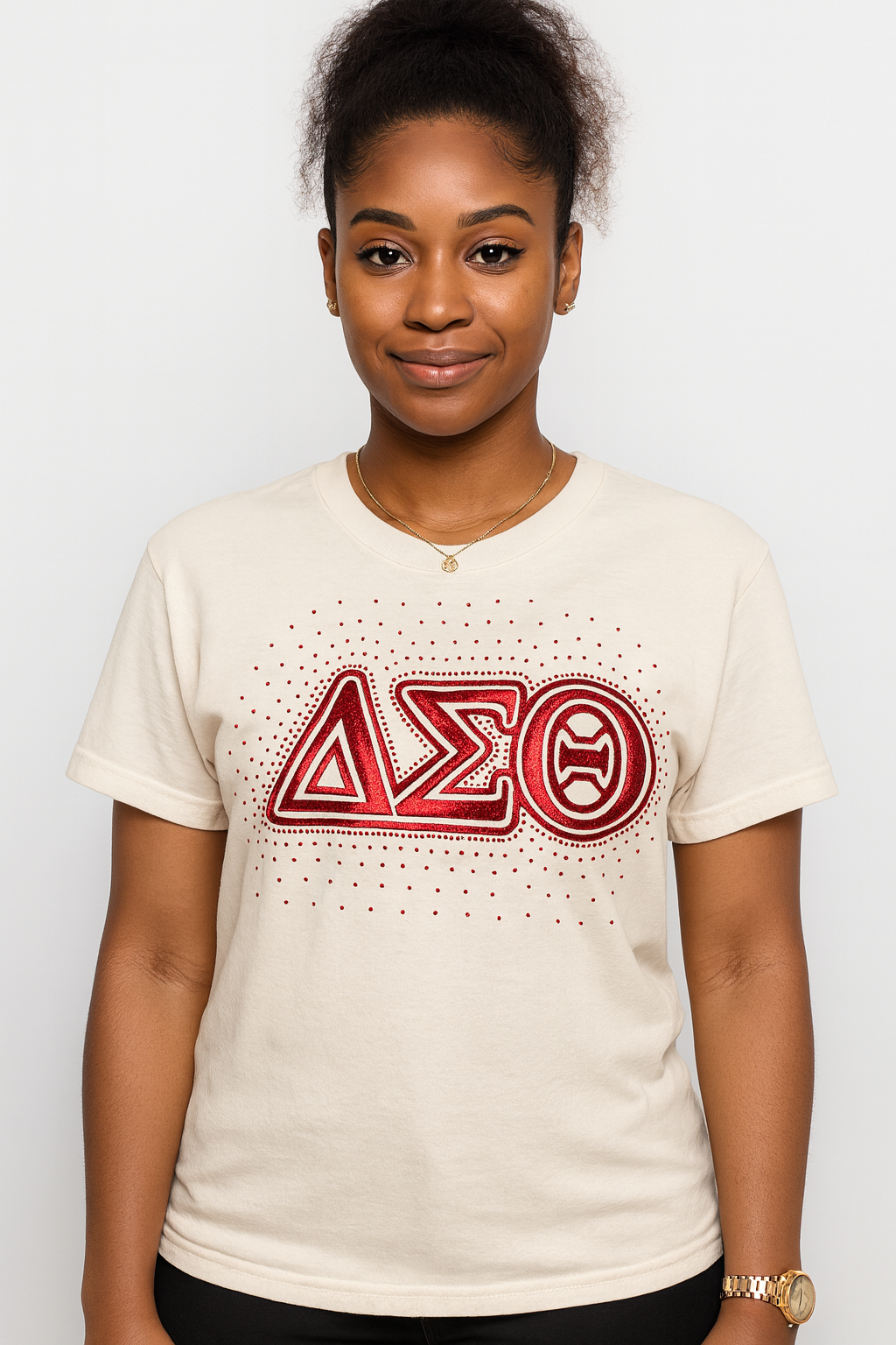 Delta Sigma Theta -Rhinestone Scatter (cream)