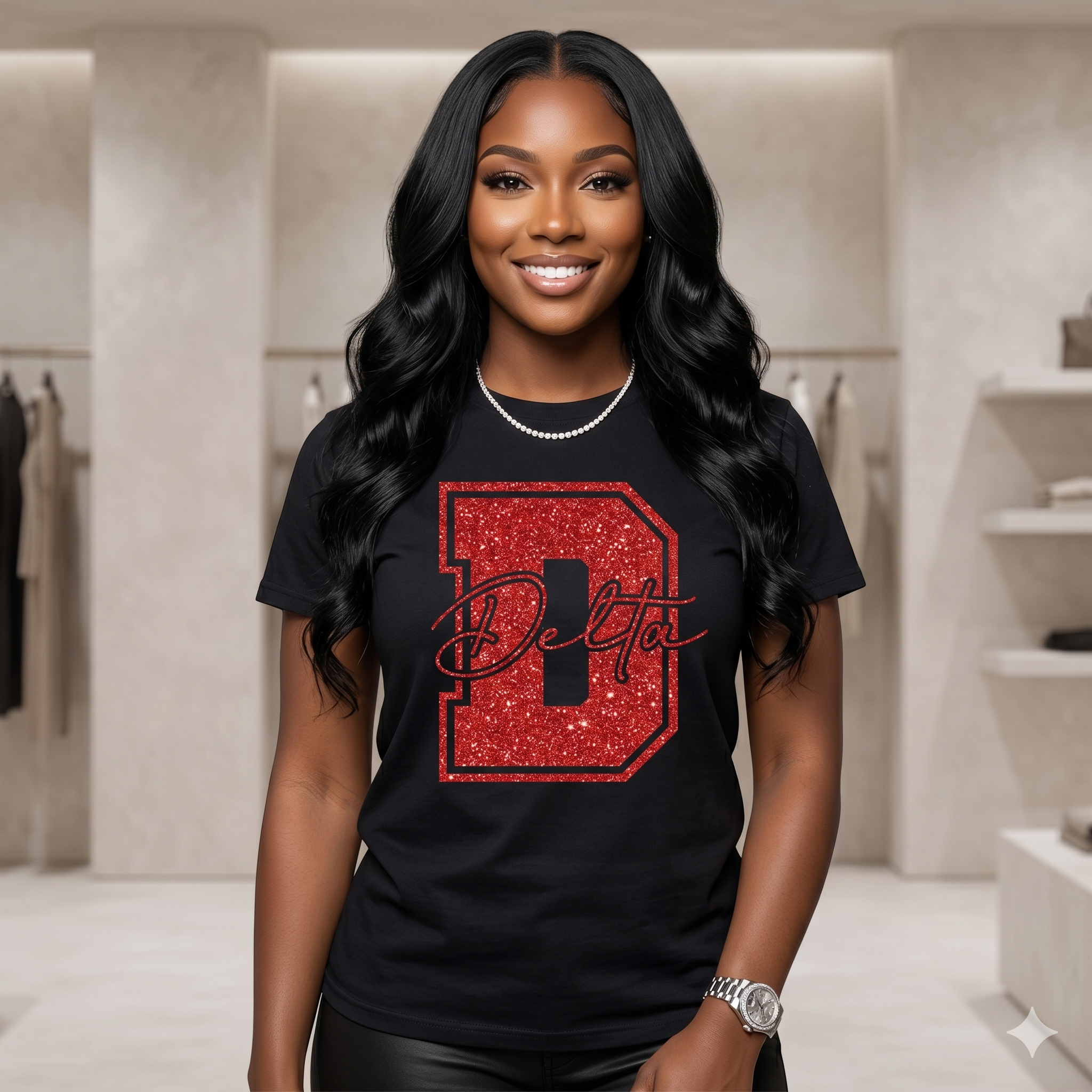"Big Delta" Luxe Glitter Tee