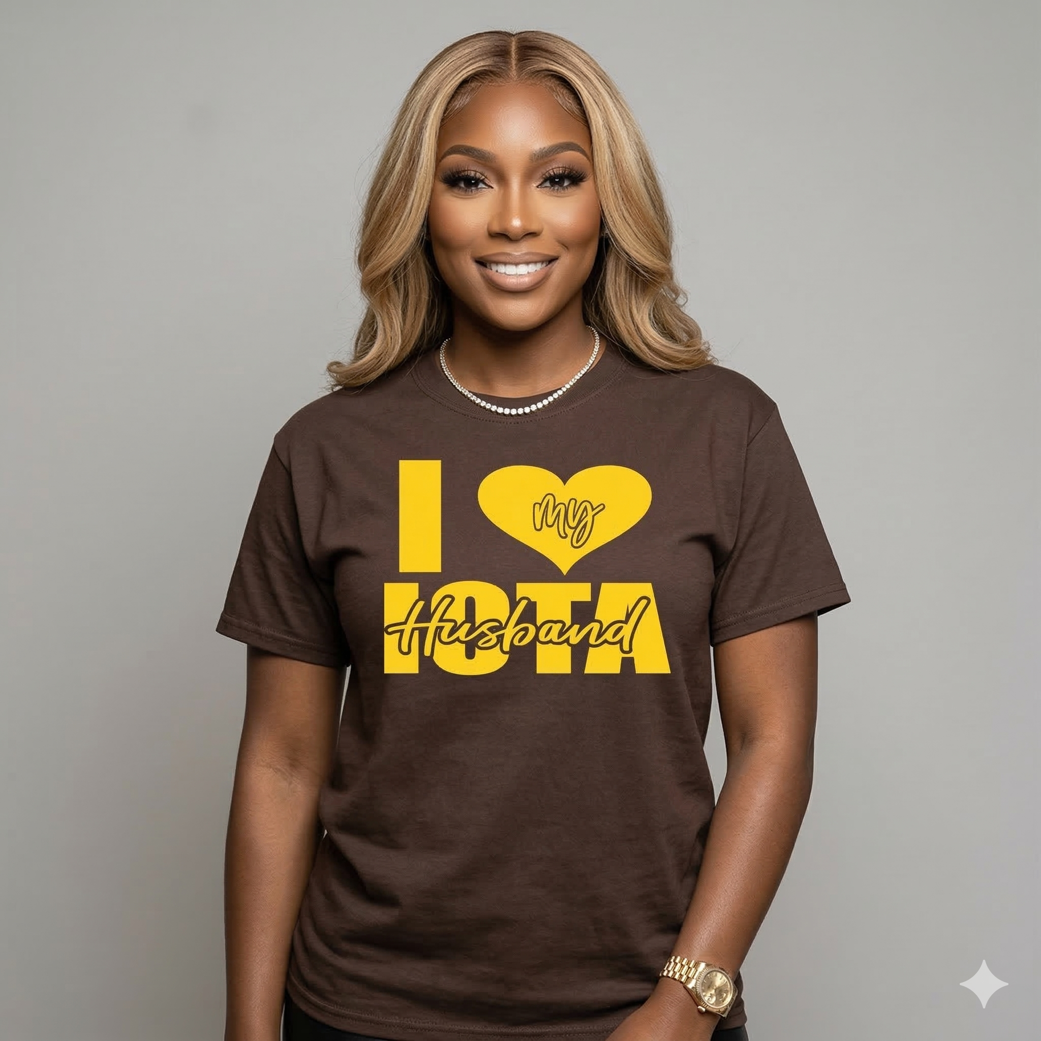 I Love My Iota Husband" Premium Tee - Chocolate