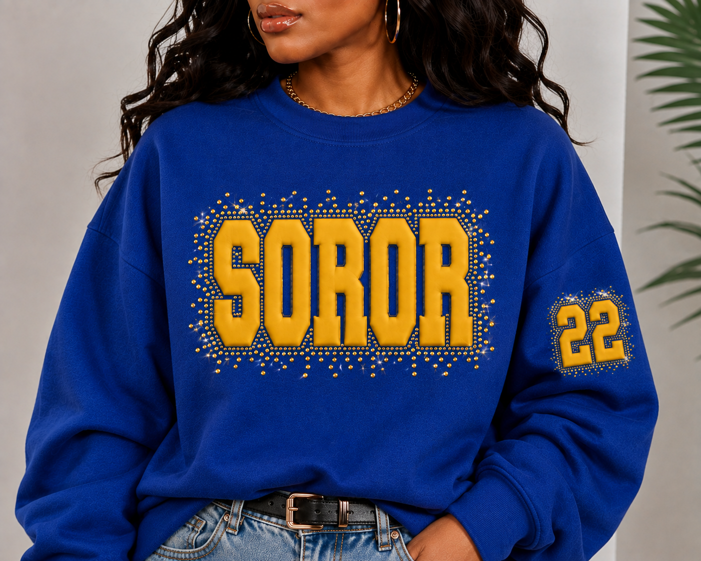 SOROR Puff-Rhinestone Sweatshirt