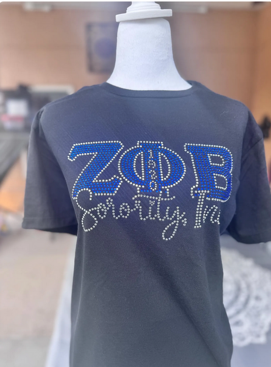 ZphiB Sorority Inc Tee Rhinestone