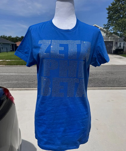 Zeta Rhinestone Tee Blue