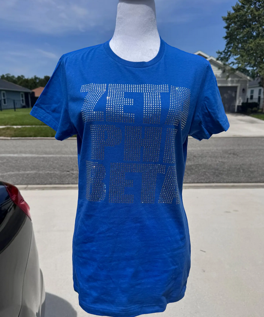 Zeta Rhinestone Tee Blue