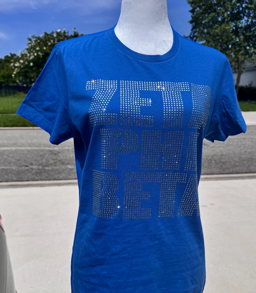 Zeta Rhinestone Tee Blue
