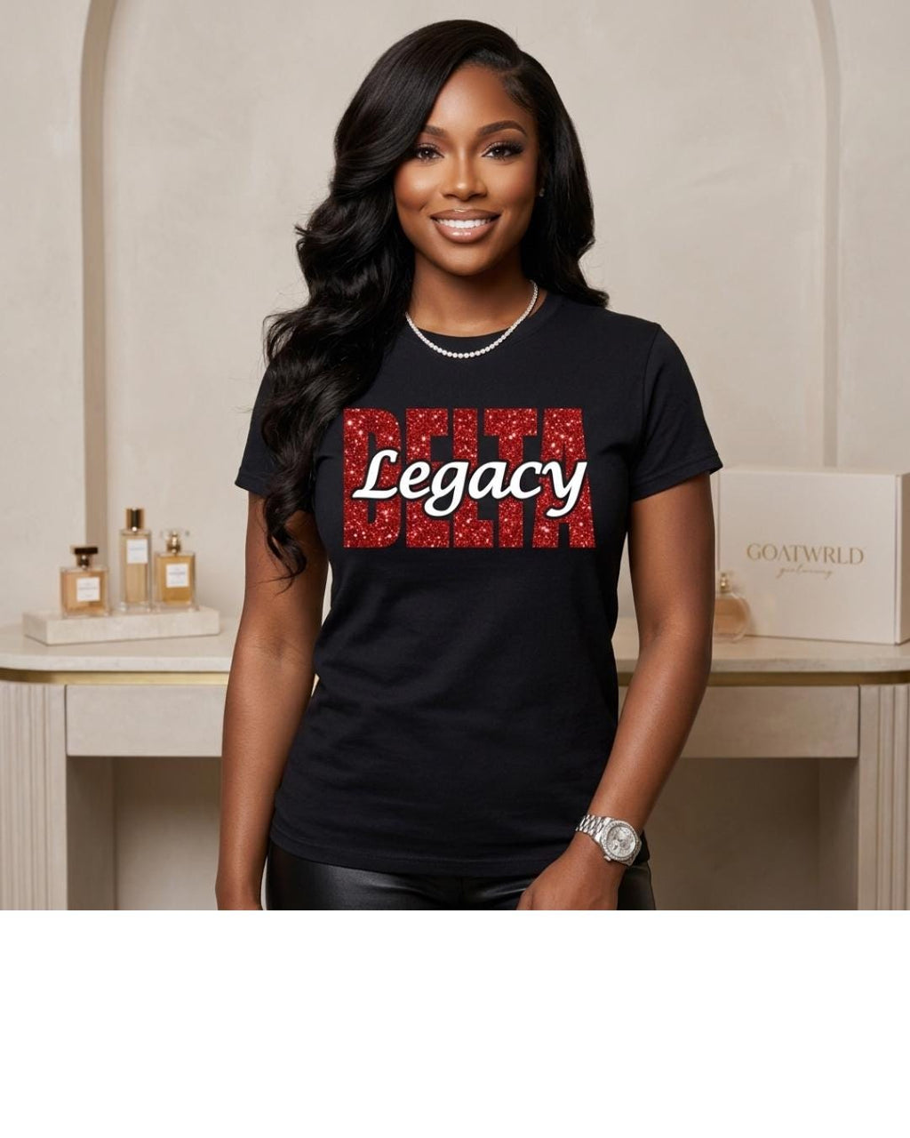 Delta Legacy Signature Glitter-Print Tee