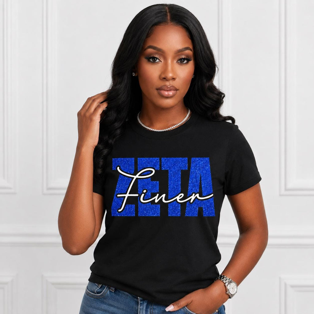 Finer Zeta Signature Glitter-Print Tee