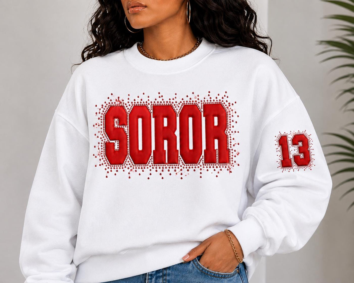 Rhinestone and Puff Print Soror Sweatshirt