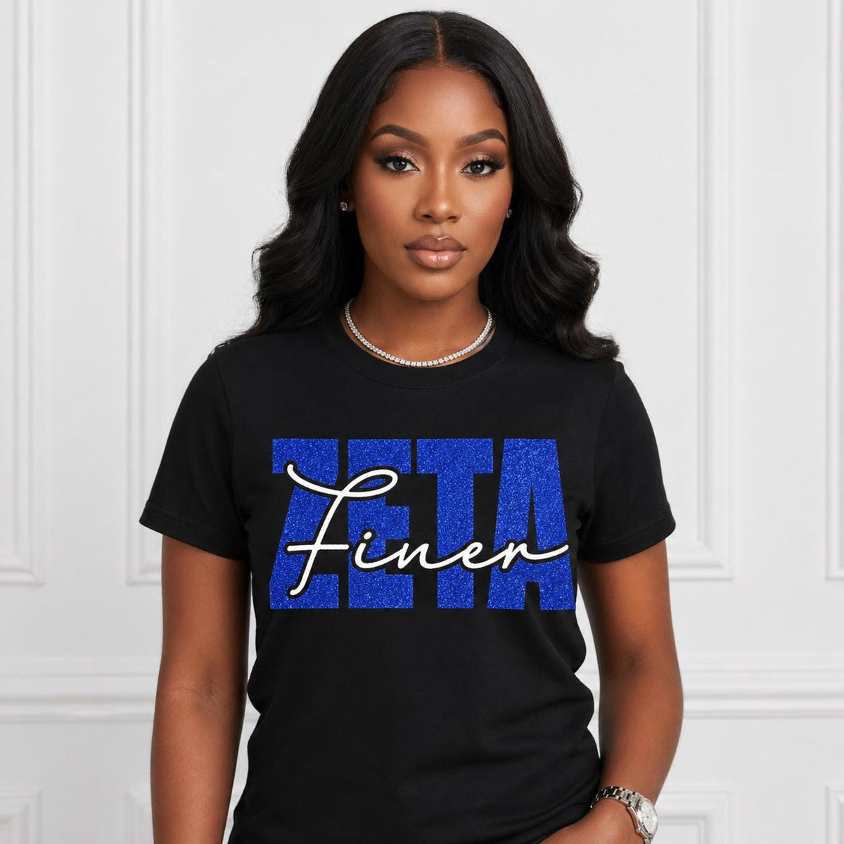 Finer Zeta Signature Glitter-Print Tee