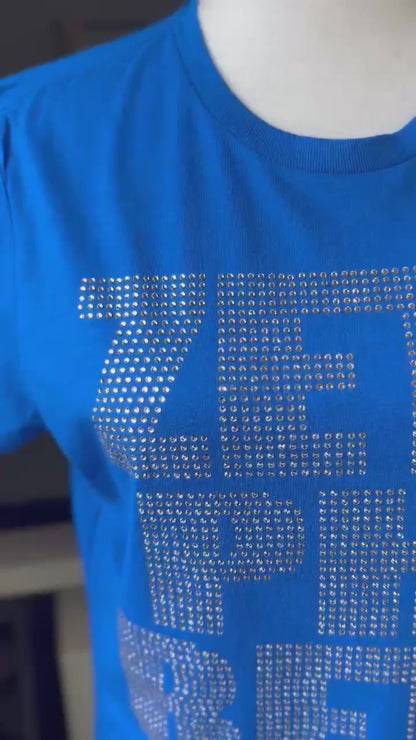 Zeta Rhinestone Tee Blue