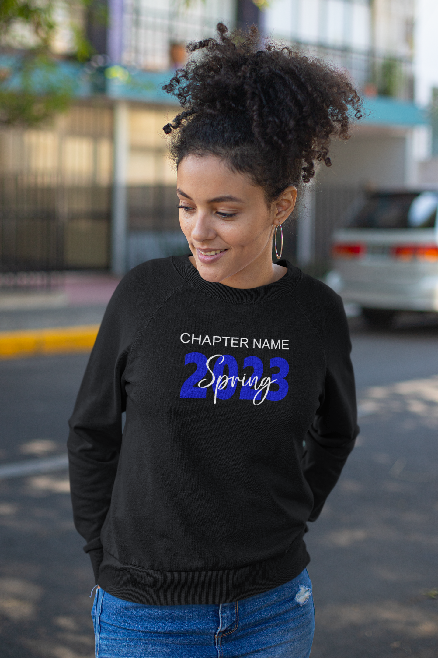 Glitter Crossing Sweatshirt Blue/White